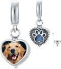 wholesale 925 Sterling Silver Heart Photo Charm with Paw Print for Ashes Bracelet Necklace Gift for Women-0-0