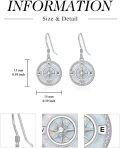wholesale S925 Sterling Silver & 14K Gold Plated Compass Earrings with Turquoise/Mother-of-Pearl/Opal/Moss Agate/Abalone, Dangle Jewelry Gift for Women-0-4