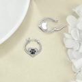wholesale 925 Sterling Silver Heart-shaped Dog Paw Print Hoop Earrings for Women and Girls-0-3
