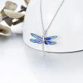 wholesale 925 Sterling Silver Blue Enamel Dragonfly Pendant Necklace with 18+2 Chain for Women-0-3