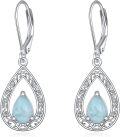 wholesale 925 Sterling Silver Teardrop Opal & Larimar Leverback Drop Earrings Gemstone s for Her-0-0