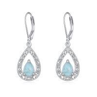wholesale 925 Sterling Silver Teardrop Earrings Wholesale With Aquamarine-Filigree Larimar