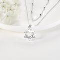wholesale 925 Sterling Silver Star Pendant Double Chain Layered Choker Necklaces for Women Gifts-0-2
