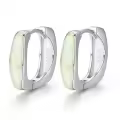 wholesale 925 Sterling Silver Opal Huggie Hoop Earrings Wholesale with White Stones and Yellow Highlights for Women-0-0