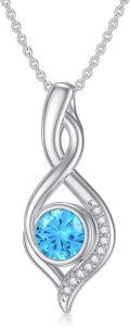 wholesale 925 Sterling Silver Infinity Blue Topaz & White Sapphire Pendant Necklace for Women-0-0