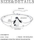wholesale 925 Sterling Silver Penguin Anklet with Chain and Beads Adjusted Length for Women Girls Gift 24cm-36cm Long-0-2