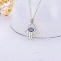 wholesale 14k Gold Hamsa Evil Eye Birthstone Rose Gold Plated Pendant Necklace For Women-0-7