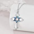 wholesale 925 Sterling Silver Cross Pendant With Star Of David Abalone Inlay-0-4