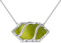 wholesale Sterling Silver Gemstone Hexagon Pendant Necklace-Peridot