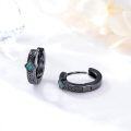 wholesale Black 925 Sterling Silver Turquoise Square Celtic Hoop Earrings 15mm for Women Men Gifts-0-1