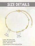 wholesale 14K Gold Yellow Chain with Round Cut White Cubic Zirconia and Heart Charm Bracelet for Women-0-5
