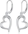 wholesale 925 Sterling Silver Cubic Zirconia Heart Shape Drop Earrings for Women - Hypoallergenic  4cm Long-0-0