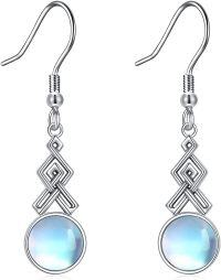 wholesale  925 Sterling Silver Gold Plated Moonstone Celtic Knot Earrings - Hypoallergenic Irish Jewelry for Women, Gift for Her-Celtic dangle earrings