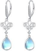 wholesale 925 Sterling Silver Blue Opalite Teardrop Leverback Drop Earrings for Women Girls Gift Boxed-0-0