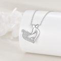 wholesale 925 Sterling Silver Cat with Crown and Heart Pendant Necklace-0-3