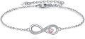 wholesale 925 Sterling Silver Pink Crystal Heart Infinity Adjustable Bracelet-0-0