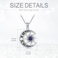 wholesale 925 Sterling Silver Blue Stone Pendant with Sun and Moon Design Necklaces for Women-0-4