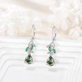 wholesale 925 Sterling Silver Green Stone Flower Design Leverback Earrings-0-3