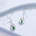 wholesale 925 Sterling Silver Moss Agate Teardrop Dangle Earrings for Women-0-1