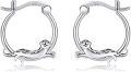 wholesale 925 Sterling Silver Otter Shape Hoop Earrings for Women Girls Animal Lover Gift 3D Cute Ocean Sea Life Jewelry Mothers Day Present Idea (Otters)-0-0