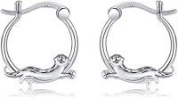 wholesale 925 Sterling Silver Otter Shape Hoop Earrings for Women Girls Animal Lover Gift 3D Cute Ocean Sea Life Jewelry Mothers Day Present Idea (Otters)-Otter