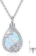wholesale 925 Sterling Silver Teardrop Blue Fire Opal Urn Pendant Necklace with Funnel and Fill Tool - Keepsake Jewelry for Ashes-0-0