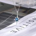 wholesale 925 Sterling Silver Genuine Blue Topaz Swiss Star Pendant Necklace with Cubic Zirconia Accents-0-3