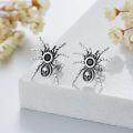 wholesale 925 Sterling Silver Spider Stud Earrings with Black Stone and Skull Design-0-1