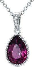 wholesale 925 Sterling Silver Purple Garnet & Cubic Zirconia Pear Drop Pendant Necklace for Women's Gifts-0-0