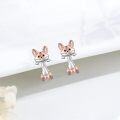 wholesale 925 Sterling Silver Fox Animal Shape Stud Earrings for Women Girls Hypoallergenic-0-5