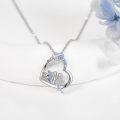 wholesale 925 Sterling Silver Rainbow Crystal Angel Heart Pendant Necklace Gift for Sisters Brothers Girlfriends-0-3
