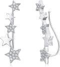 wholesale 925 Sterling Silver CZ Star Climbing Ear Cuffs-0-0