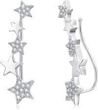 wholesale 925 Sterling Silver CZ Star Climbing Ear Cuffs-Silver