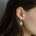 wholesale 925 Sterling Silver Turquoise Teardrop Scrollwork Leverback Earrings-0-1