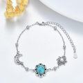 wholesale 925 Sterling Silver Turquoise Sun & Moon Charm Ankle Bracelet for Women Girls-0-4