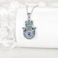 wholesale 925 Sterling Silver Evil Eye Hamsa Hand Pendant Necklaces with Abalone Shell and Cubic Zirconia Gift for Women-0-2