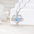 wholesale 925 Sterling Silver Blue Topaz Heart Pendant Necklace for Women Gifts-0-4