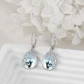 wholesale 925 Sterling Silver Moonstone Black Cat Filigree Teardrop Dangle Earrings-0-2