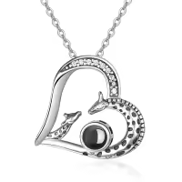wholesale 925 Sterling Silver Giraffe Birthstone Heart Pendant Necklace-13-Custom Photo