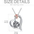 wholesale 925 Sterling Silver Sport Ball in Heart Shape with Cubic Zirconia Pendant Necklace for Women-0-4