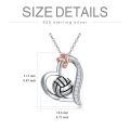 wholesale 925 Sterling Silver Sport Ball in Heart Shape with Cubic Zirconia Pendant Necklace for Women-0-4