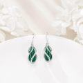 wholesale 925 Sterling Silver Green Jade Twisted Wire Wrapped Drop Earrings for Women-0-2