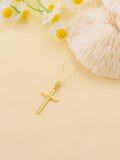 wholesale 14K Gold Faith Cross Pendant Necklace for Women - Baptism Gift for Mom or Wife-0-4