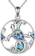 wholesale 925 Sterling Silver Abalone Shell Sea Life Pendant Necklace-0-0