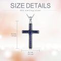 wholesale 925 Sterling Silver Blue Stone Cross Pendant Necklace for Women-0-4