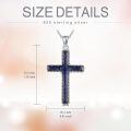 wholesale 925 Sterling Silver Blue Stone Cross Pendant Necklace for Women-0-4