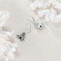 wholesale 925 Sterling Silver Black Crystal Spider Web Leverback Drop Earrings for Women Girls Gothic Halloween  4cm Long-0-1