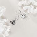 wholesale 925 Sterling Silver Black Crystal Spider Web Leverback Drop Earrings for Women Girls Gothic Halloween  4cm Long-0-1