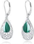wholesale Filigree Earrings For Women 925 Sterling Silver Teardrop Gemstone Dangle Earrings Fine Jewelry Christmas Gifts For Women -0-0