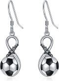 wholesale 925 Sterling Silver Infinity Soccer Ball Star Drop Earrings-0-0